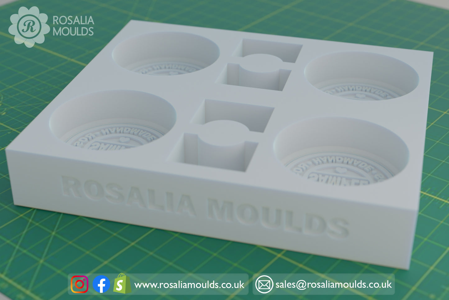 Customisable 'Sample' 40mm Round 4 Cavity Wax Melt Mould