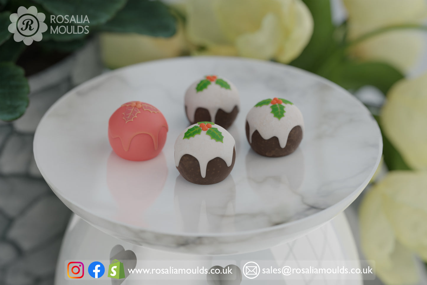 Christmas Puddings 4 Cavity Wax Melt Mould