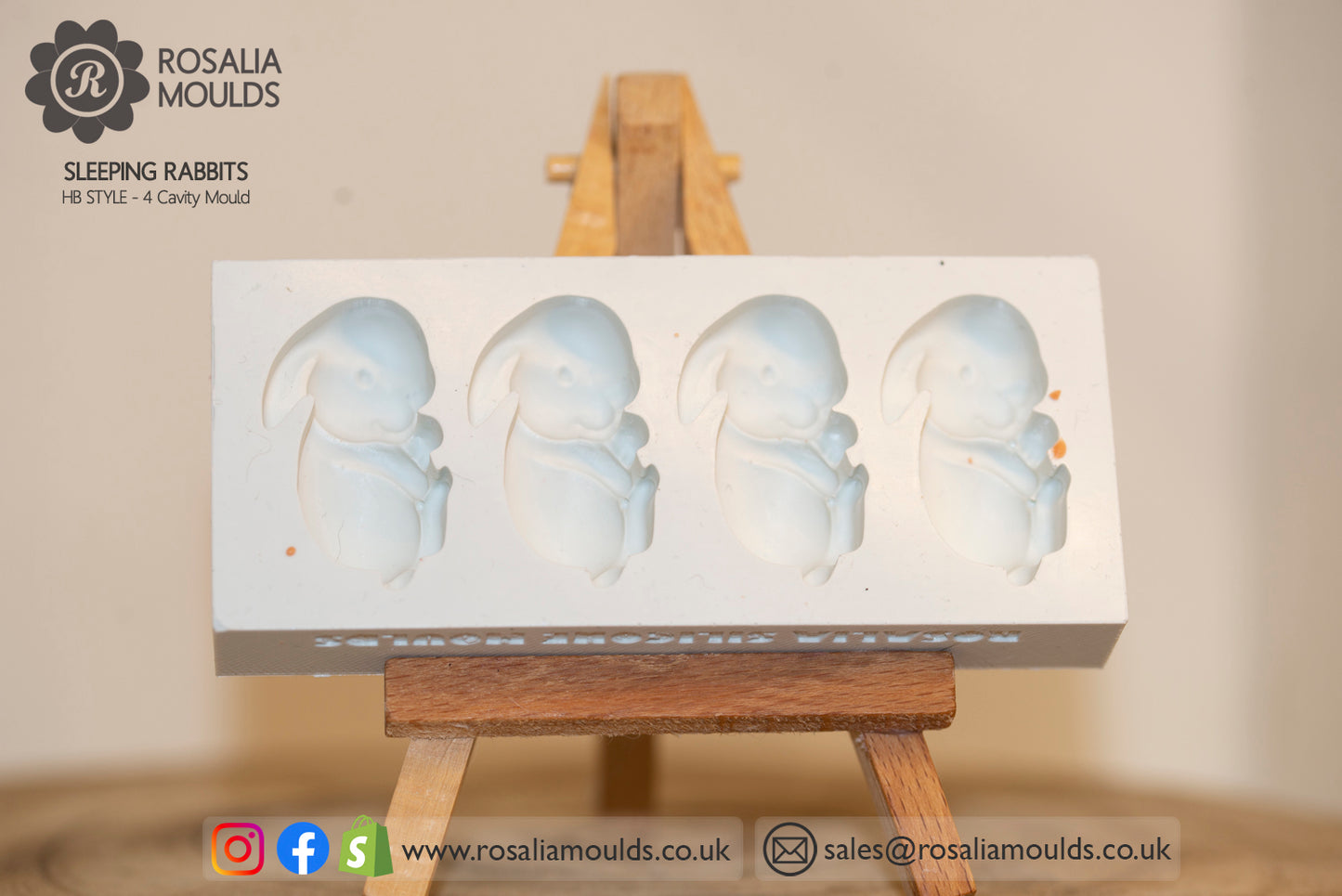 'Sleeping Rabbits'  4 Cavity Wax Melt Mould